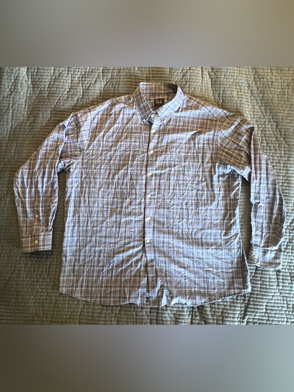 Jos. A. Bank Men’s Light Blue and Gray Plaid Button-Down Shirt